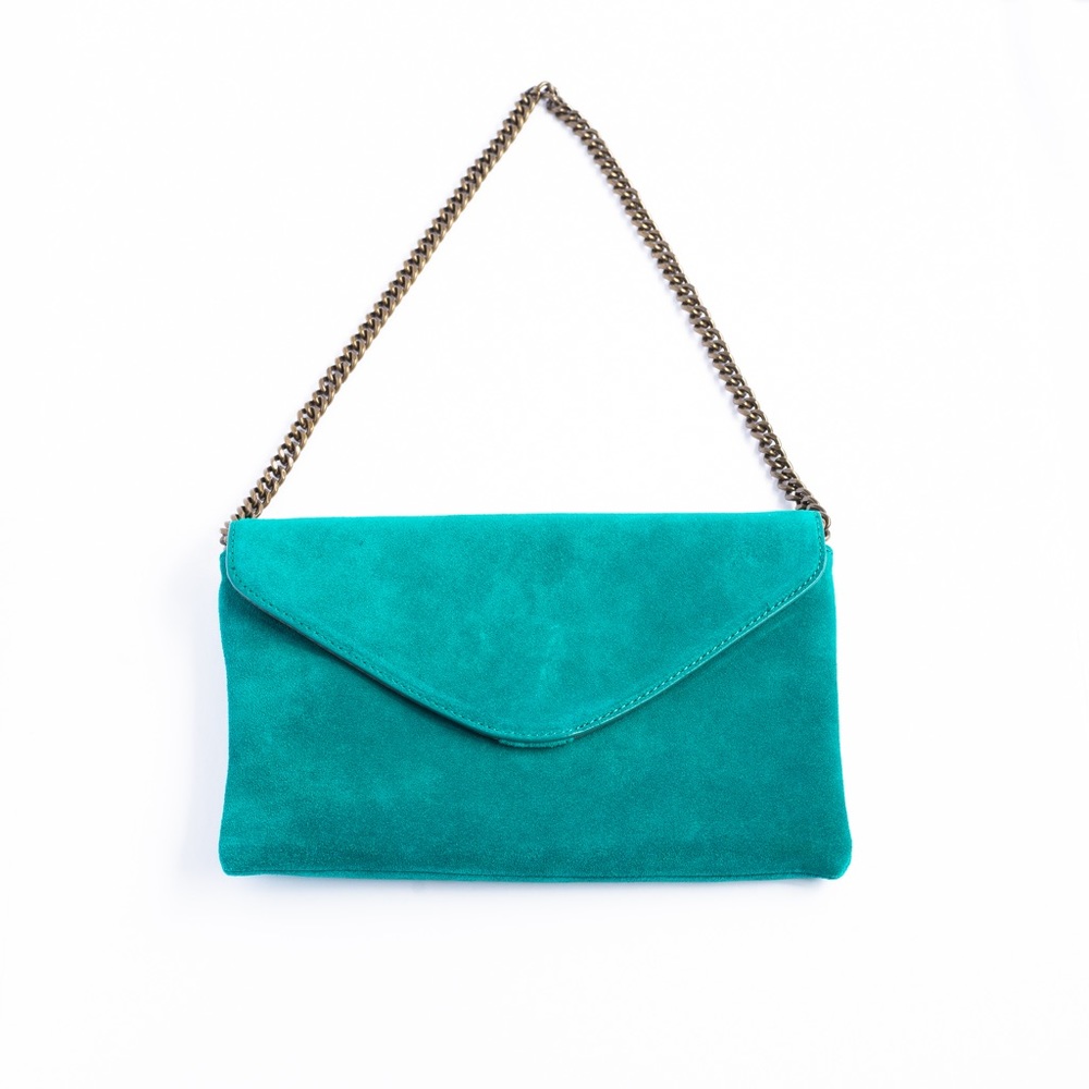 J. Crew Teal Suede Clutch